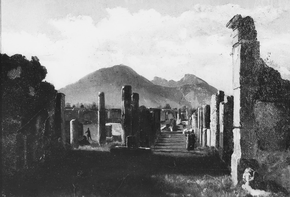Veduta di Pompei con figure - Museo Civico, Palazzo d'Avalos, Vasto, (CH)